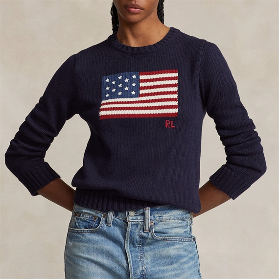 Polo Ralph Lauren Flag Cotton Crewneck Strik, Navy